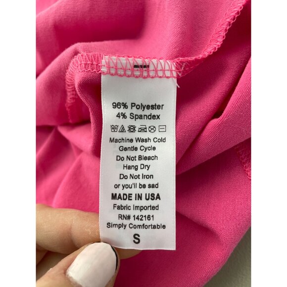 Lularoe V Neck Short Sleeve T Short Womens Small Pink Polyester Blend Casual Tee - Picture 5 of 7